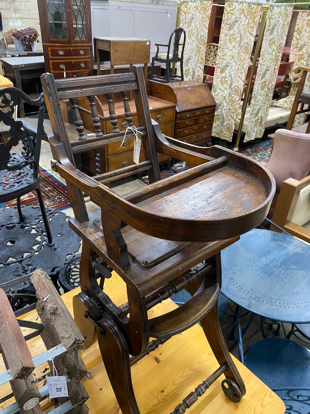 A late Victorian mahogany metamorphic child's high chair